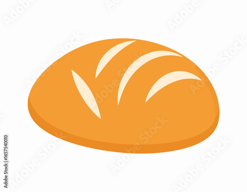 Cartoonish Oval Bread with Light Crust Lines.
