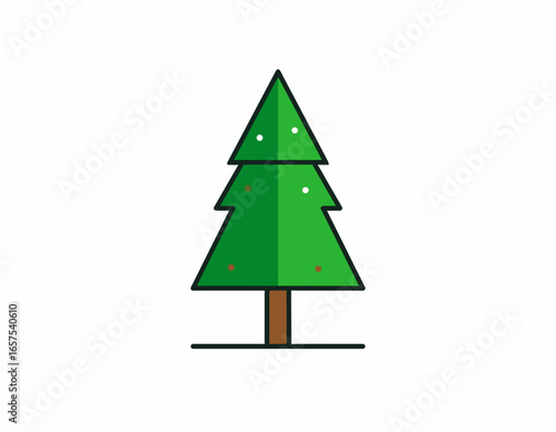 Simple Green Christmas Tree Icon Design.