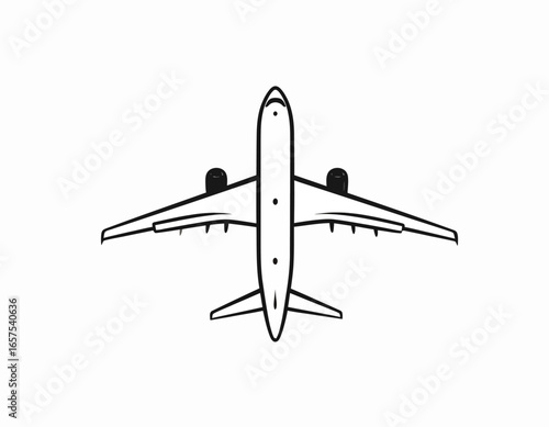 Simple Outline Drawing of a Commercial Airplane.