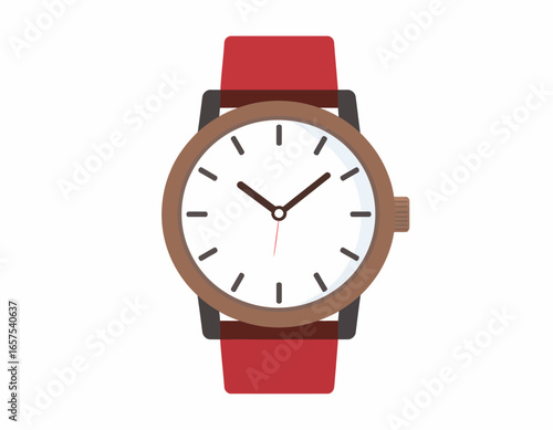 Flat Illustration of a Red-Strapped Wristwatch.
