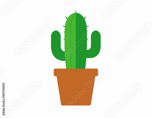 Green Cactus in Terracotta Pot Illustration.