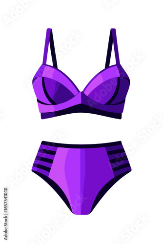 Purple Bikini Set Vector Illustration