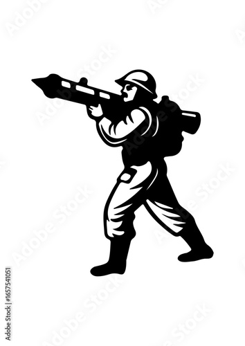 Soldier with Rocket Launcher Silhouette Illustration