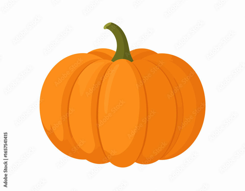 Obraz premium Round Orange Pumpkin with Stem.
