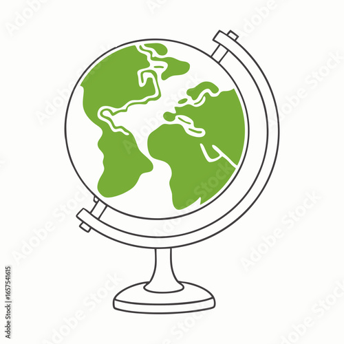 Simplified green globe  for geography education and global studies.  world knowledge