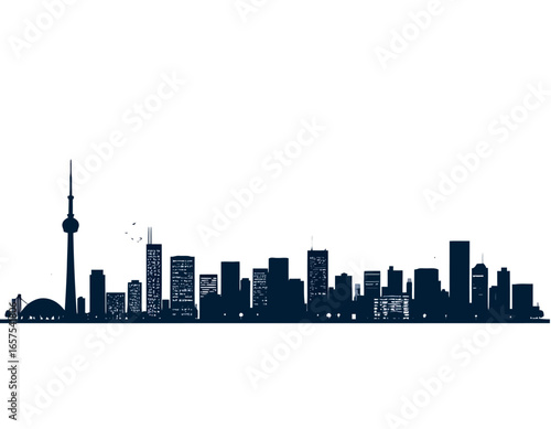 Silhouette of a Modern City Skyline, Toronto Style.