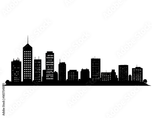 Silhouette of a Modern City Skyline.