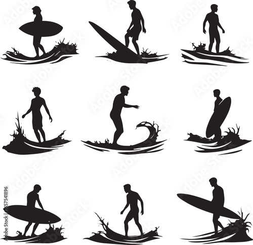 set of yoga silhouettes