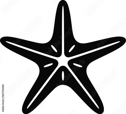 Black starfish silhouette white ocean