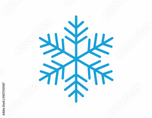 Simple Blue Snowflake Design Icon.