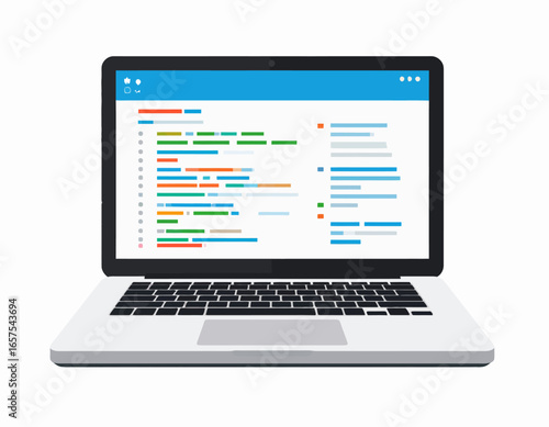 Modern Laptop Displaying Programming Code.