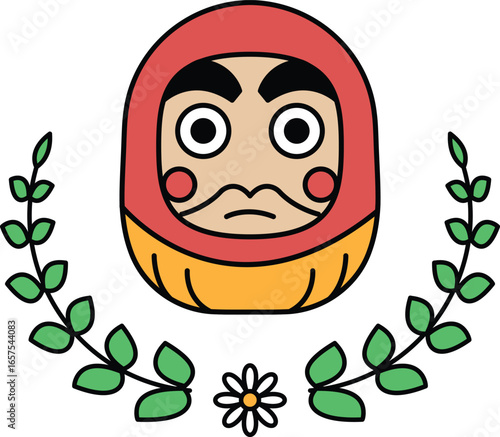 A black and white drawing of a face with a flower in the background