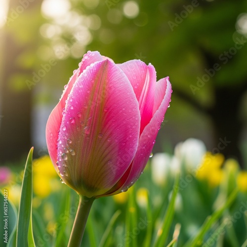 pink and yellow tulip