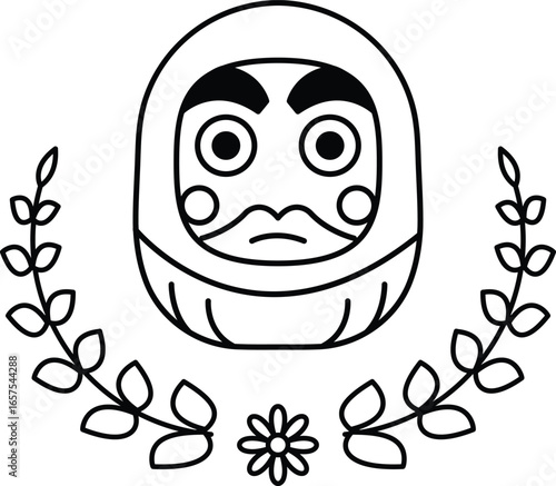 A black and white drawing of a face with a flower in the background