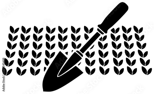 Transplanter tool in farm field with agriculture equipment machinery and rural landscape gear