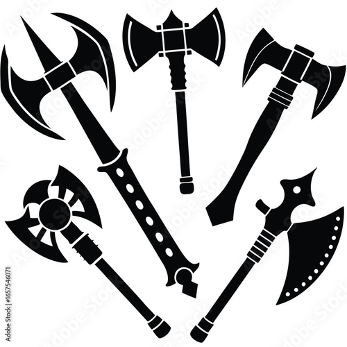Fantasy Axe Collection:  Silhouette Graphics for Games, Logos & Design Projects