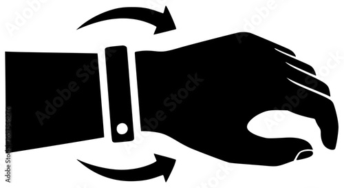 Human wrist in various poses and fingers stretched with arm raised