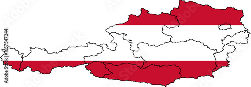 Austria Map with National Flag – EPS Vector Illustration