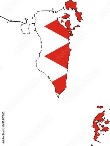 Bahrain Map with National Flag – EPS Vector Illustration