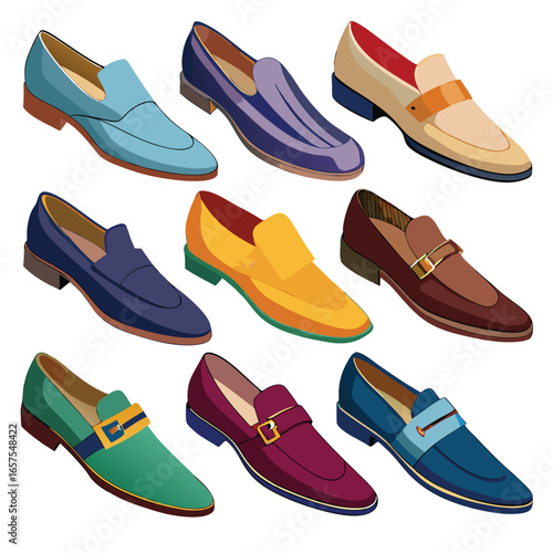 Men's Loafer Shoes: Collection of Colorful Leather Loafers for Fashionable Men