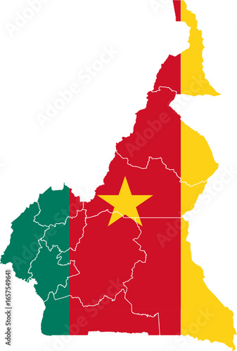 Cameroon Map with National Flag – EPS Vector Illustration