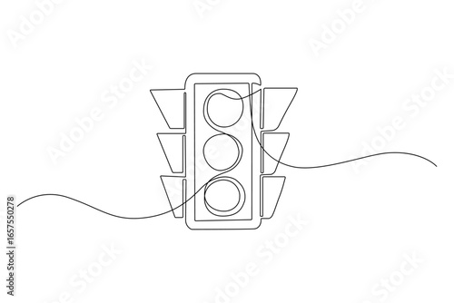 Traffic Light One Line Drawing – Continuous Editable Vector Illustration in Minimal Style