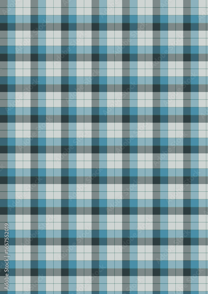Fototapeta premium Seamless vintage blue plaid gingham cotton fabric with a checkered pattern and textile texture