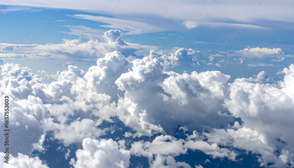 Fototapeta premium High-altitude view of puffy white clouds