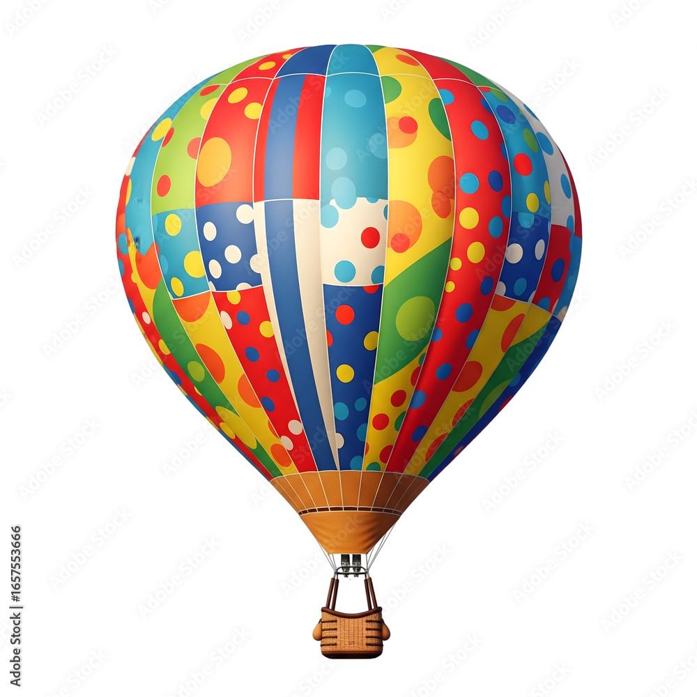 Fototapeta premium Colorful Hot Air Balloon Floating Against Transparent Background