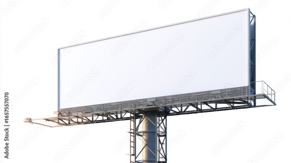 Obraz premium Large Empty Advertising Billboard on Metal Structure in Outdoor City Environment.