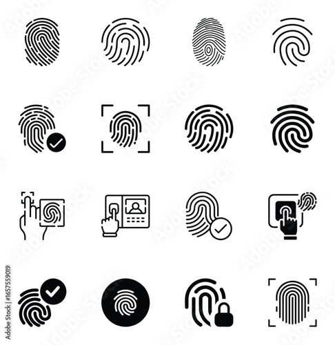 Fingerprint icon, biometric icon, fingerprint scanner.