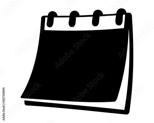 Simple Black and White Illustration of a Pad of Paper or Note Book