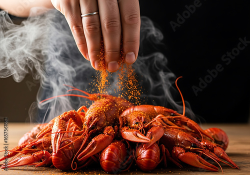 Flusskrebse mit gew rzen bestreut