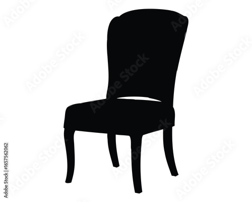 Elegant silhouette of a dining chair with decorative back and legs