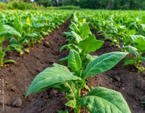 Tobacco plants in a field