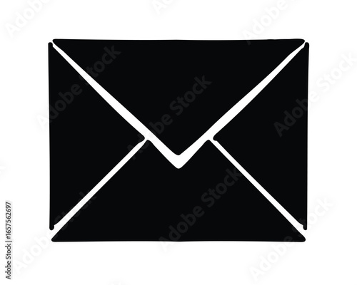 Stylized black and white envelope icon for communications and digital correspondence