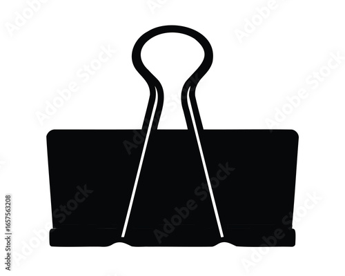 Black binder clip for securing papers in an office environment