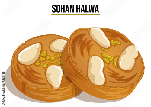 Sohan Halwa - Indian Mughal Confectionery Dessert Mithai Illustration