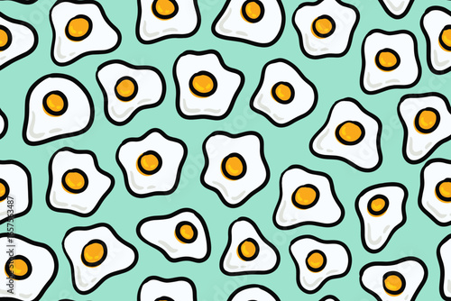 Sunny-side up Fried Egg seamless pattern.  