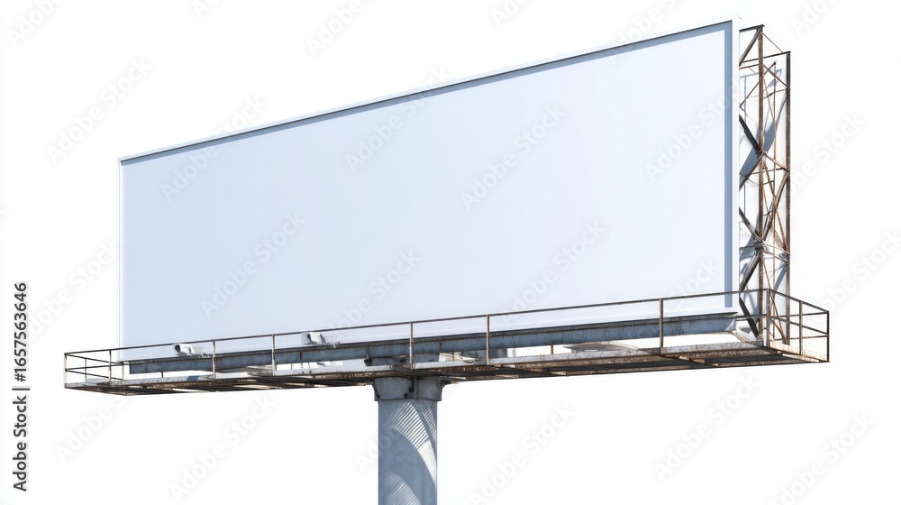 Obraz premium Large blank billboard sign on tall metal structure for advertising or messages.