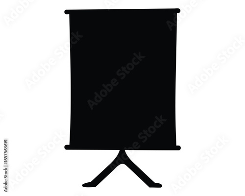 Black silhouette illustration of a portable presentation easel on a white background