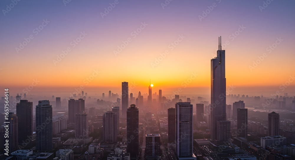 Fototapeta premium new york city skyline at sunset city, skyline, sunset, sky, cityscape, skyscraper, building, downtown, buildings, urban, architecture, new york, clouds, manhattan, business, dusk, view, sun, eve