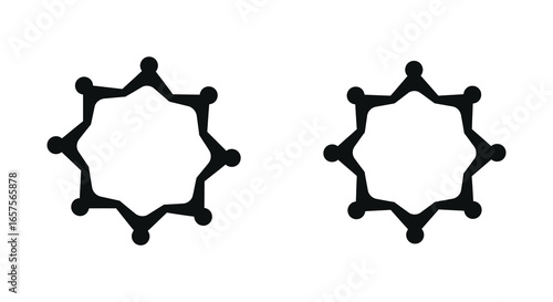 Molecular structures of organic compounds in black on white background silhouette