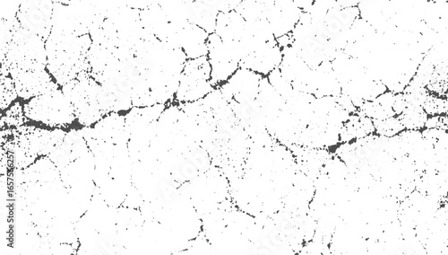 Cracked white wall texture with peeling paint and visible fractures creating abstract pattern and damage, Abstract grunge texture effect, Cracks and dust particle grain on white background. 