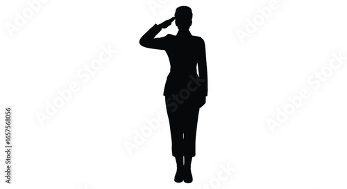 woman in business attire saluting with her right hand silhouette