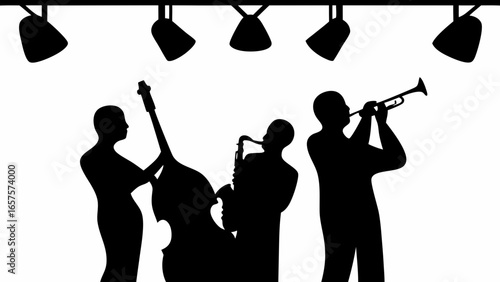 Silhouette of Jazz Band Performing on Stage