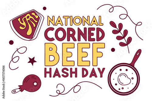 NATIONAL CORNED BEEF HASH DAY vector illustration