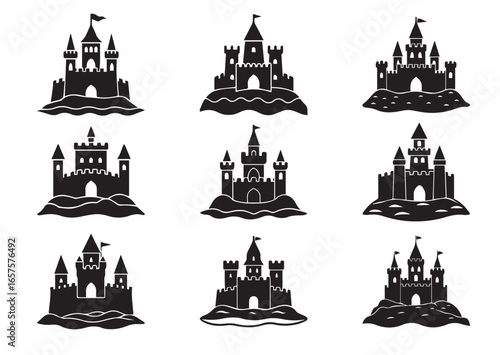 Sand castle vector Set