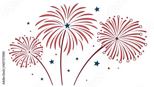 Illustration of fireworks with stars for independence day celebration