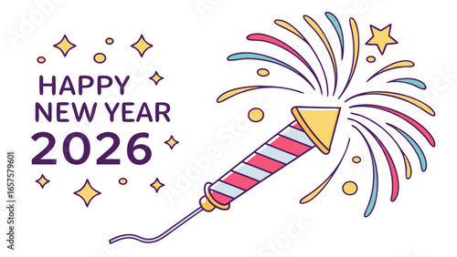 Vector art of hand drawn firecracker illustration for happy new year 2026 celebration